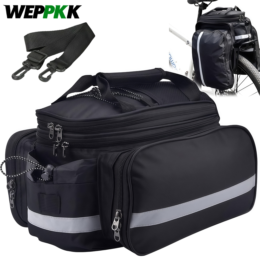 Cycling Commute In Rain - Bike Rear Rack Bag Bicycle Trunk