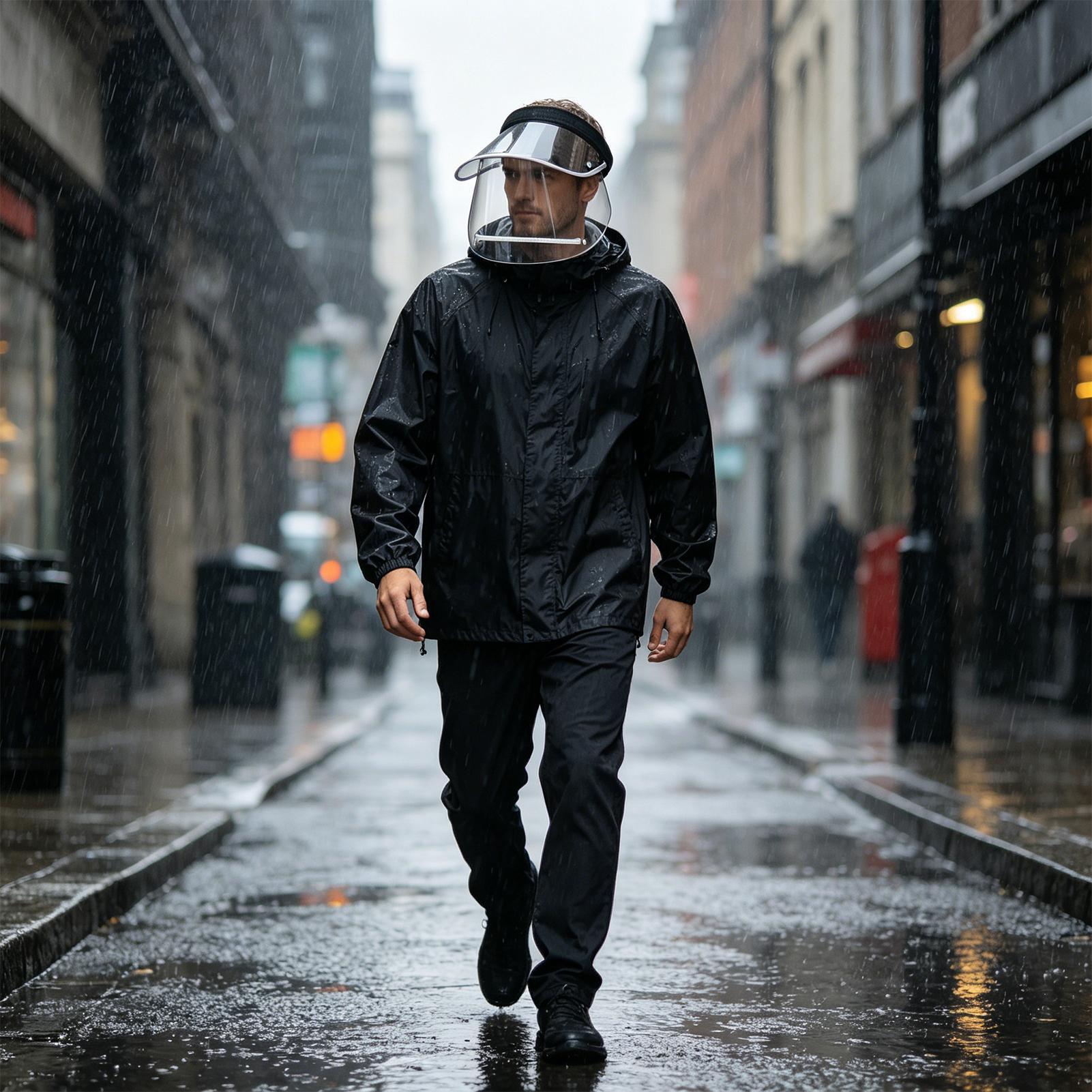 Cycling Commute In Rain - Rainproof Face Shield Clear With Elastic