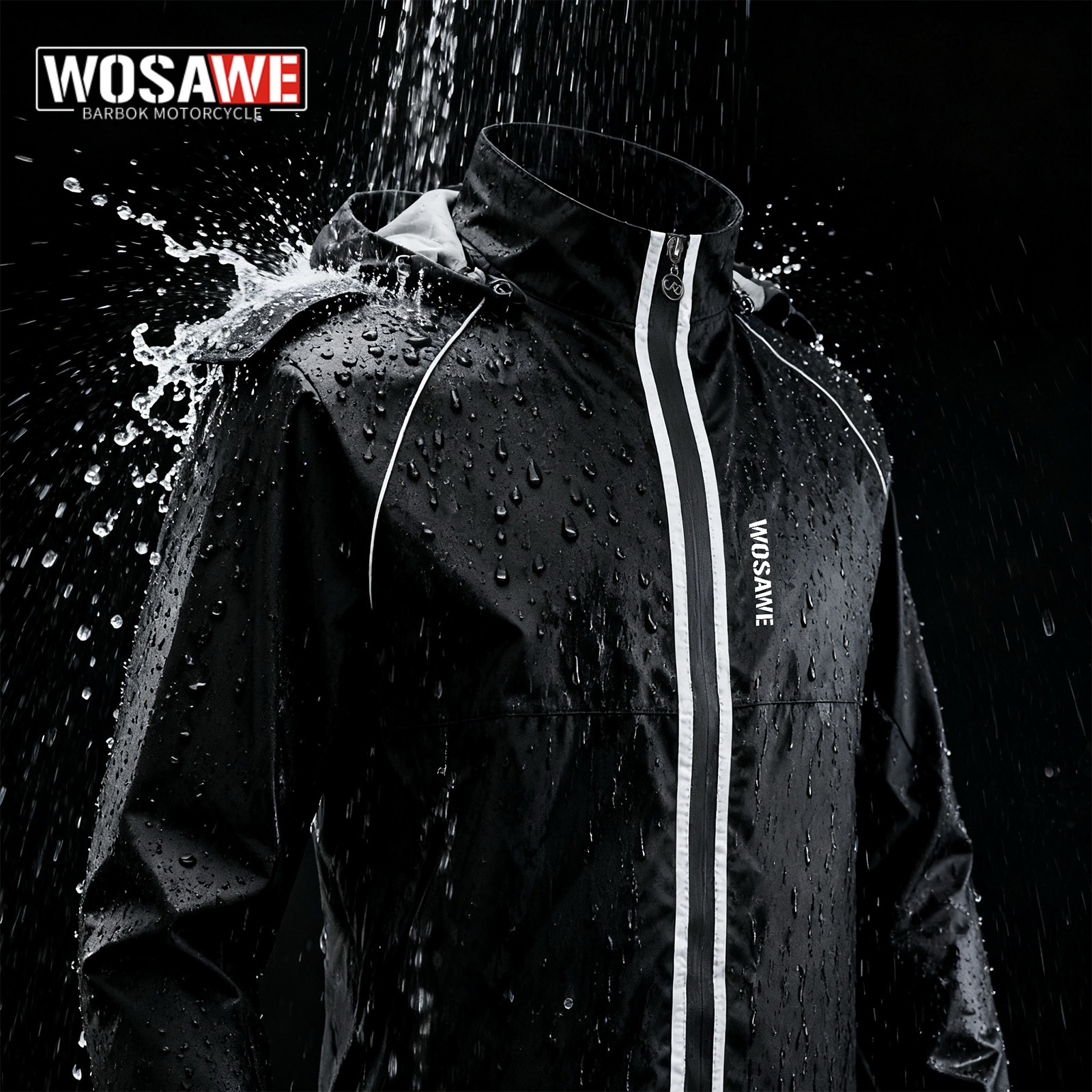 Cycling Commute In Rain - WOSAWE Reflective Motorcycle Rain Jacket Waterproof