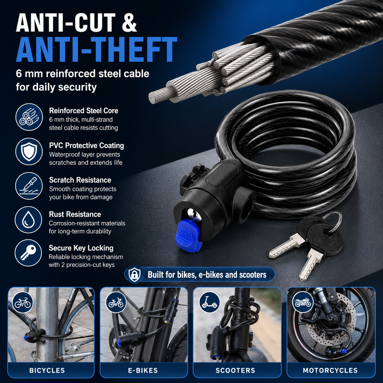 PINMOAP 1PC Bicycle Bike Lock  – Commuter Bike Lock recenzja i cena